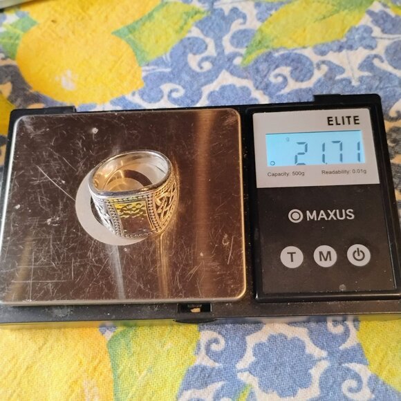 Sz 12 Keith Jack 10k Hammered Gold 925 Sterling Silver Celtic Knot Signet Ring - Picture 10 of 10